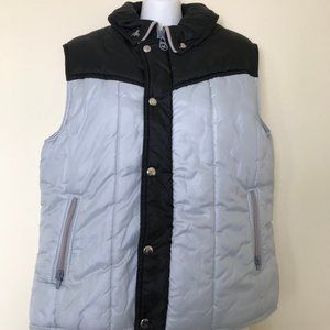 Pedigree Black & Silver Puffer Vest Vintage 80s Made in Canada 40" Chest